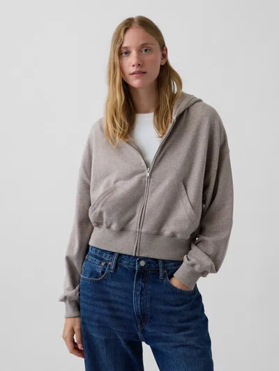 Gap Vintagesoft Terry Oversized Wedge Zip Hoodie In Light Brown