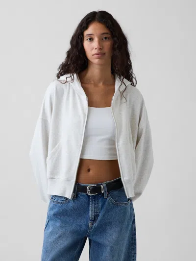 Gap Vintagesoft Terry Oversized Wedge Zip Hoodie In Pale Heather Grey