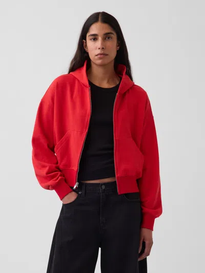 Gap Vintagesoft Terry Oversized Wedge Zip Hoodie In Red