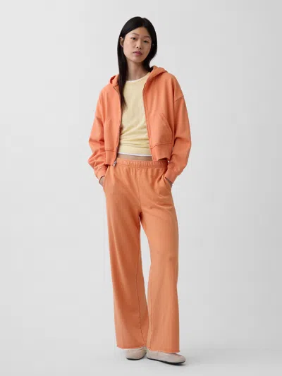 Gap Vintagesoft Terry Wide-leg Sweatpants In Orange