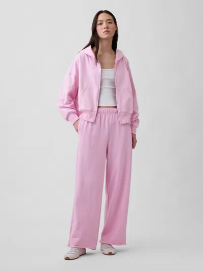 Gap Vintagesoft Terry Wide-leg Sweatpants In Pink