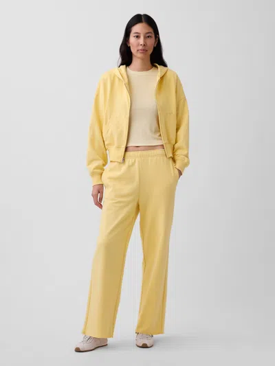 Gap Vintagesoft Terry Wide-leg Sweatpants In Yellow