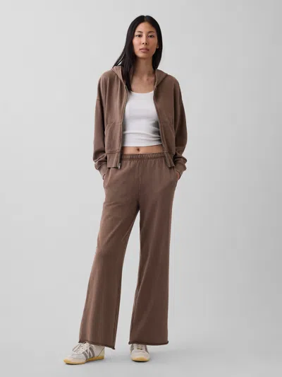 Gap Vintagesoft Terry Wide-leg Sweatpants In Brown
