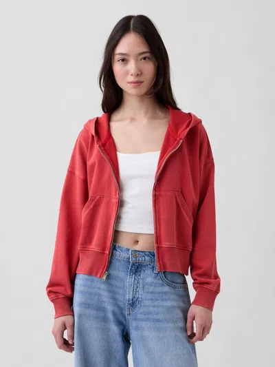 Gap Vintagesoft Terry Zip Hoodie In Red