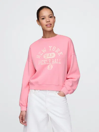 Gap Vintagesoft Wedge Crewneck Sweatshirt In May Pink Logo