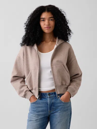 Gap Vintagesoft Wedge Zip Hoodie In Light Brown