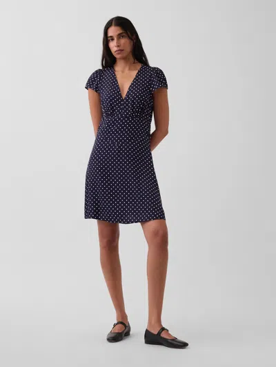 Gap V-neck Print Mini Dress In Blue