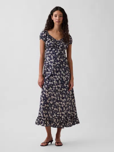 Gap V-neck Ruffle Hem Maxi Dress In Blue