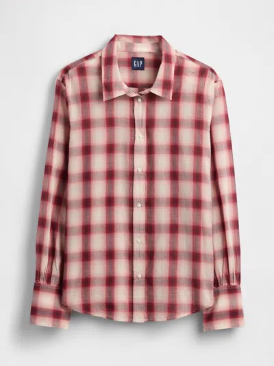Gap Voile Plaid Shirt In Pink