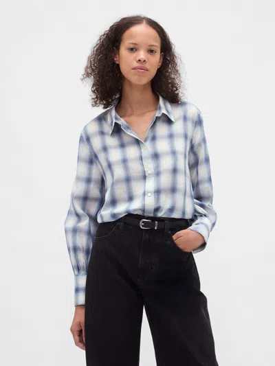 Gap Voile Plaid Shirt In White