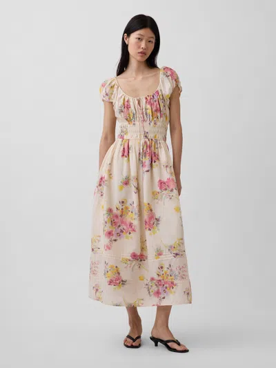 Gap Voile Smocked Waist Maxi Dress In Neutral