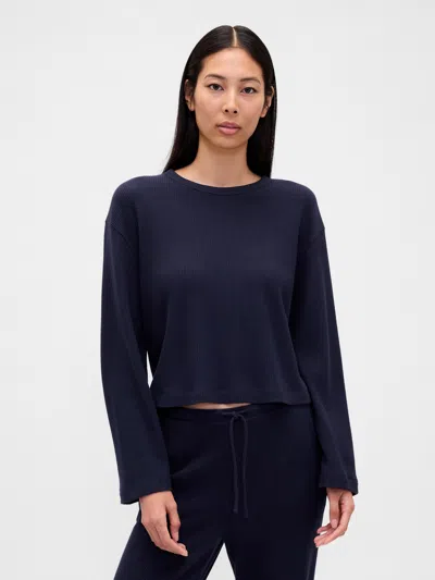 Gap Waffle Crop Pj Top In Blue