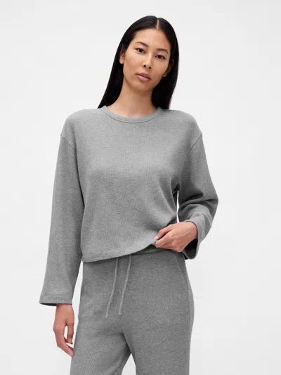 Gap Waffle Crop Pj Top In Gray