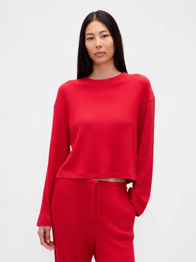 Gap Waffle Crop Pj Top In Red