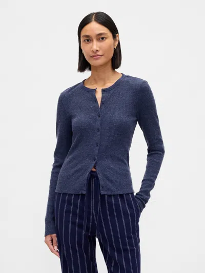 Gap Waffle Pj Cardigan In Blue
