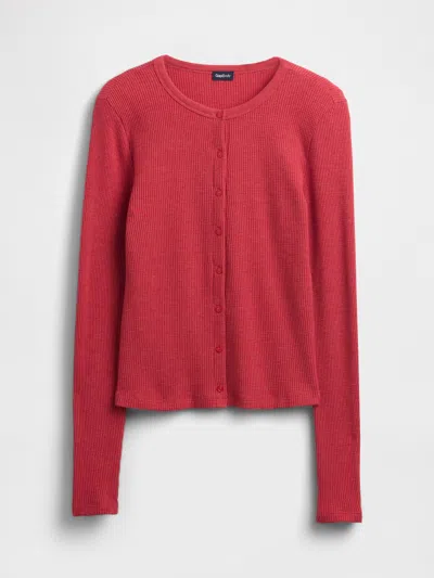 Gap Waffle Pj Cardigan In Red