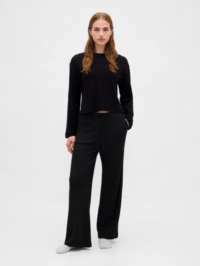 Gap Waffle Wide-leg Pj Pants In Black