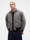 Gap Washed Twill Bomber Jacket In Black