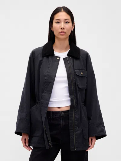 Gap Waxed Barn Jacket In Black