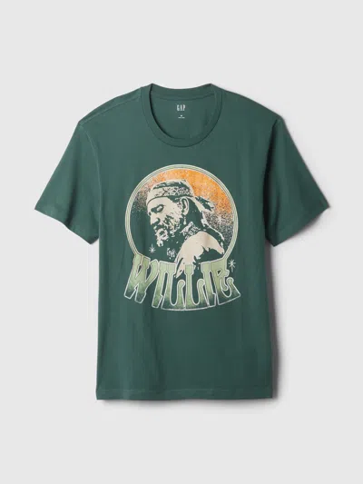 Gap Willie Nelson Graphic T-shirt In Moores Green