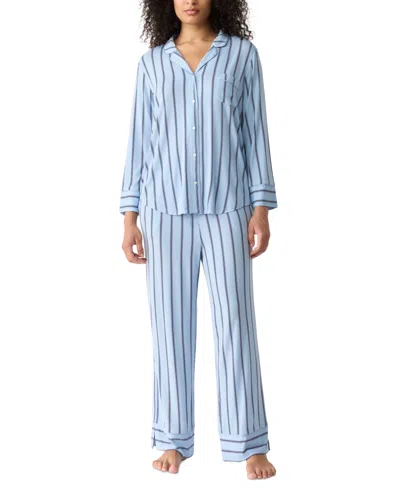Gap Body Women's 2-pc. Notch Collar Pajama Set In Blue Stripe