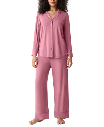 Gap Body Women's 2-pc. Notch Collar Pajama Set In Heather Rose
