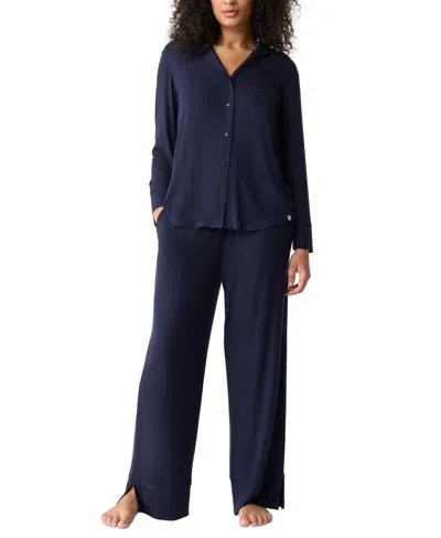 Gap Body Women's 2-pc. Notch Collar Pajama Set In Navy