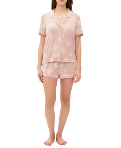 Gap Women's 2-pc. Printed Notched-collar Short Pajamas Set In Antique Pink