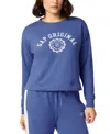 Gap Women's French Terry Crewneck Logo Pajama Top In Blue Colorblock