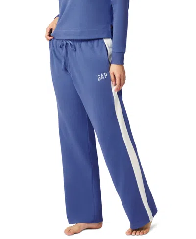 Gap Women's Logo French Terry Drawstring Pajama Pants In Blue Colorblock