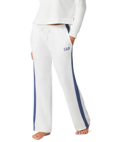 Gap Women's Logo French Terry Drawstring Pajama Pants In White Colorblock