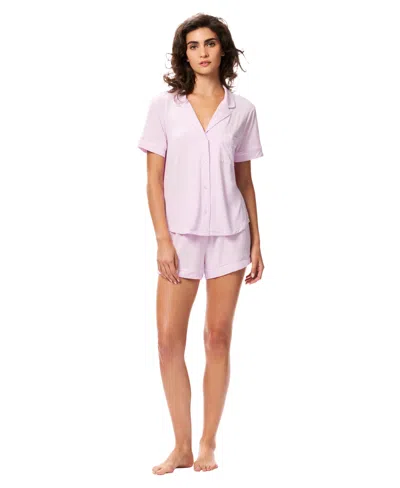 Gap Women's Notch Collar Short-sleeve Shirt And Shorts, 2-piece Set In Pink