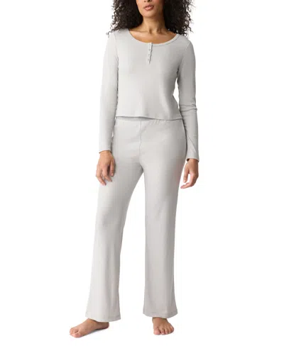Gap Body Women's Ribbed High-rise Pajama Pants In Quiet Grey