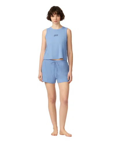 Gap Women's Ribbed Tank Top And Pull-on Shorts, 2-piece Set In Blue