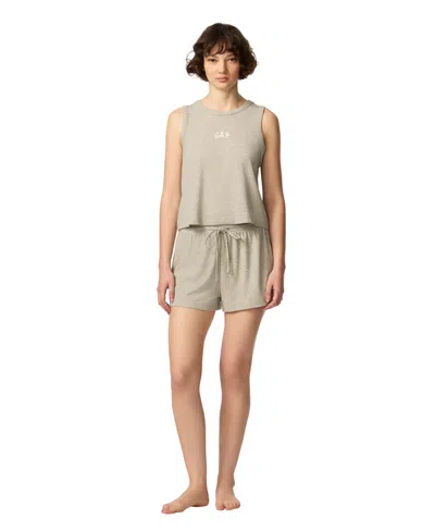 Gap Women's Ribbed Tank Top And Pull-on Shorts, 2-piece Set In Gray