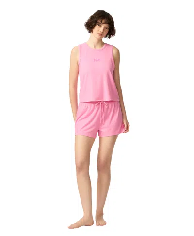 Gap Women's Ribbed Tank Top And Pull-on Shorts, 2-piece Set In Pink