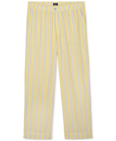 Gap Women's Striped Poplin Pajama Pants, Exclusively At Macy's In Banana Stripe