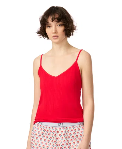 Gap Women's V-neck Sleeveless Jersey Tank Top In Red