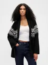 Gap Wool-blend Fair Isle Shawl Cardigan In Black