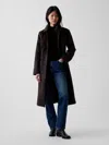 Gap Wool-blend Leopard Coat In Black