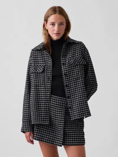 Gap Wool-blend Plaid Shirt Jacket In Multi