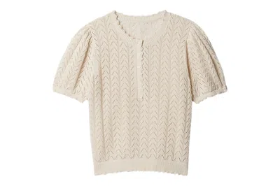 Pre-owned Gap X Dôen Linen-blend Pointelle Sweater Chino Beige