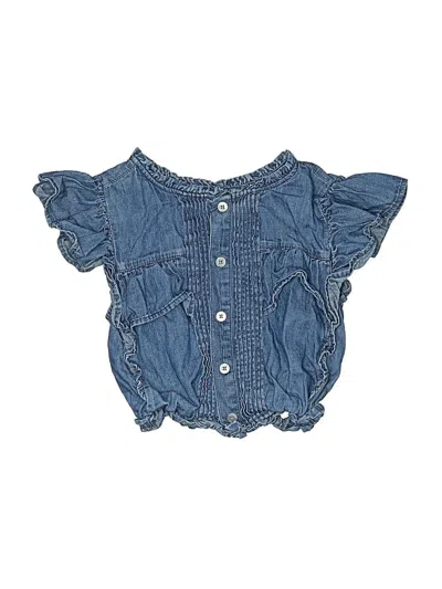 Pre-owned Gap X Loveshackfancy Kids' Short Sleeve Blouse In Blue