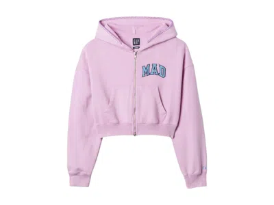 Pre-owned Gap X Madhappy Women's Full Zip Cropped Mad Hoodie In Lavender