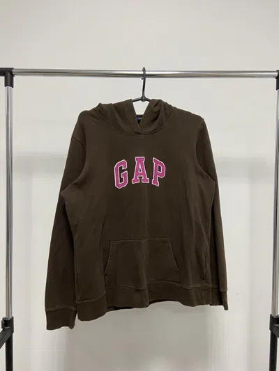 Pre-owned Gap X Vintage Gap Hoodie Vintage Big Logo Spell Out Brown Pink Letters