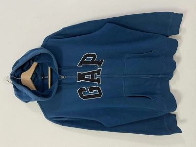 Pre-owned Gap X Vintage Gap Spell Out Embroidery Hoodie Sweatshirt In Blue