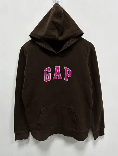 Pre-owned Gap X Vintage Hype Gap Brown Hoodie Embroidered Logo Japan Archival Y2k