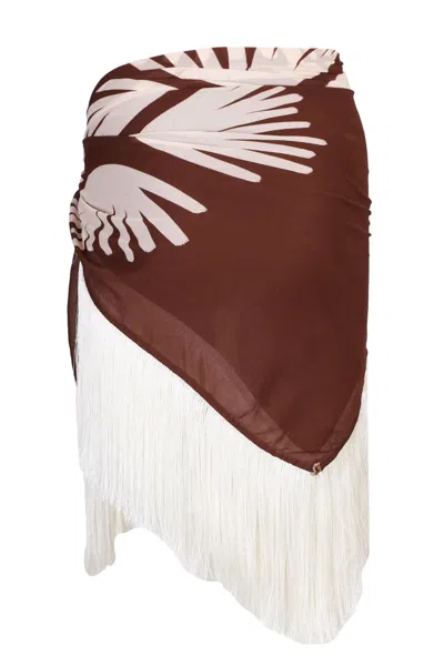 Gapaz Sarong Fringes Leque In Burgundy