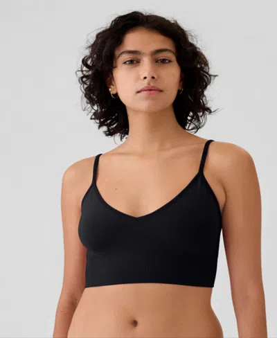 Gap Body Seamless V-neck Supersoft Bralette In Black