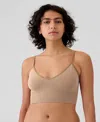 Gap Body Seamless V-neck Supersoft Bralette In Cafe Au La